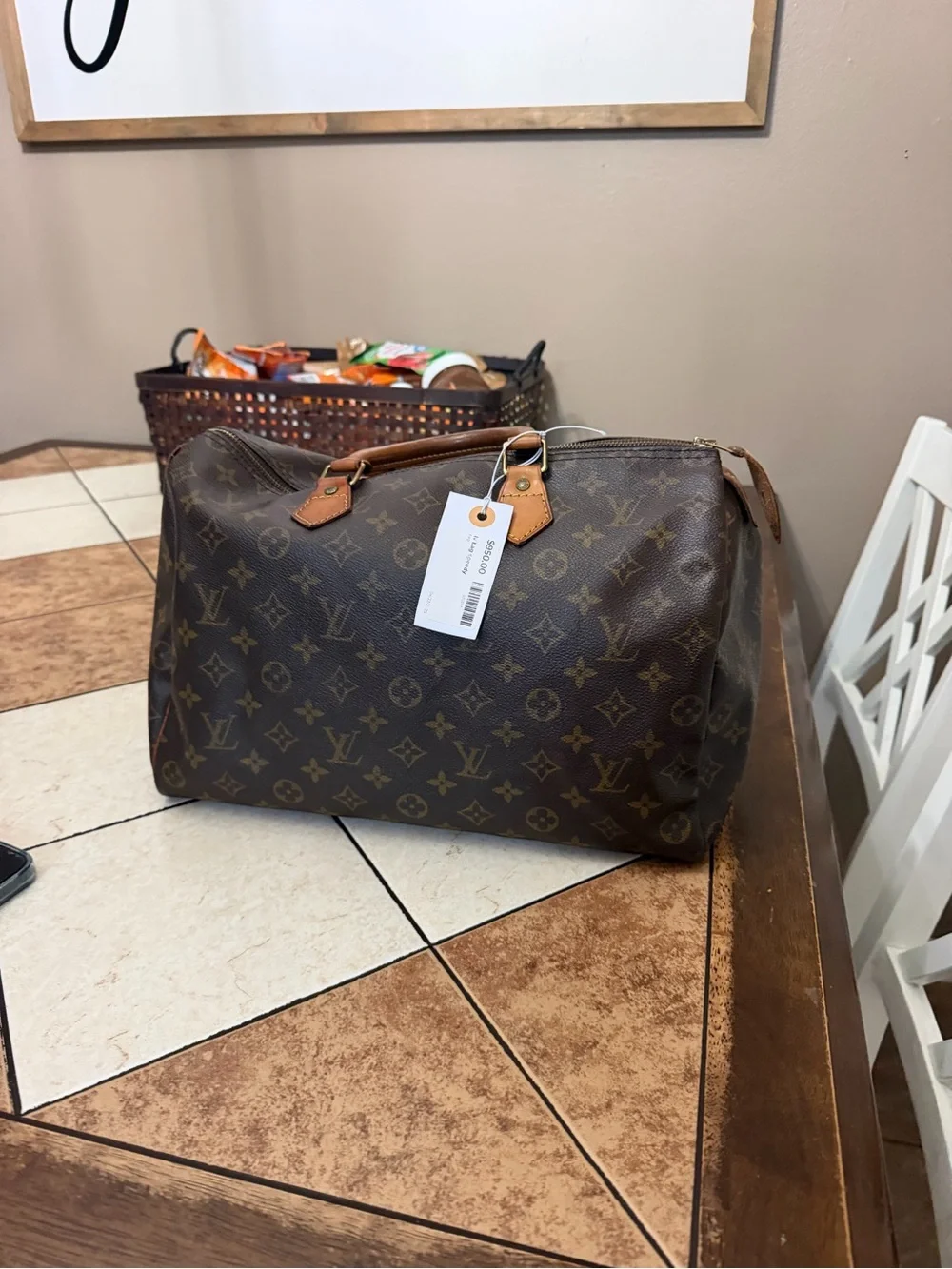 Louis Vuitton Brown Monogram Canvas Duffel Bag with Tan Trim